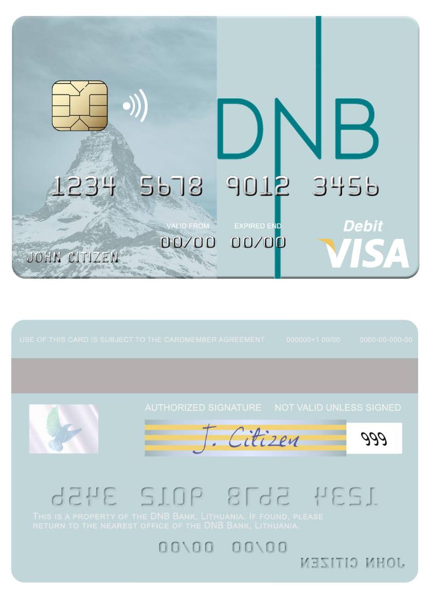 Lithuania DNB Bank visa debit card